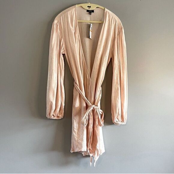 AFRM Milos Long Sleeve Wrap Minidress In Icy Pink Snake || SZ S - Picture 14 of 15